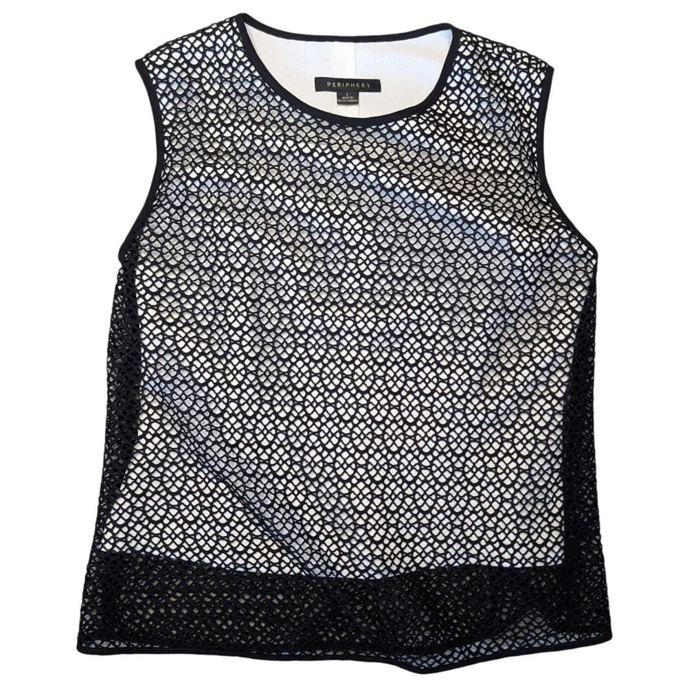 Periphery Sz 6‎ Canadian Designer Black White Layered Tank Top Modern Summer